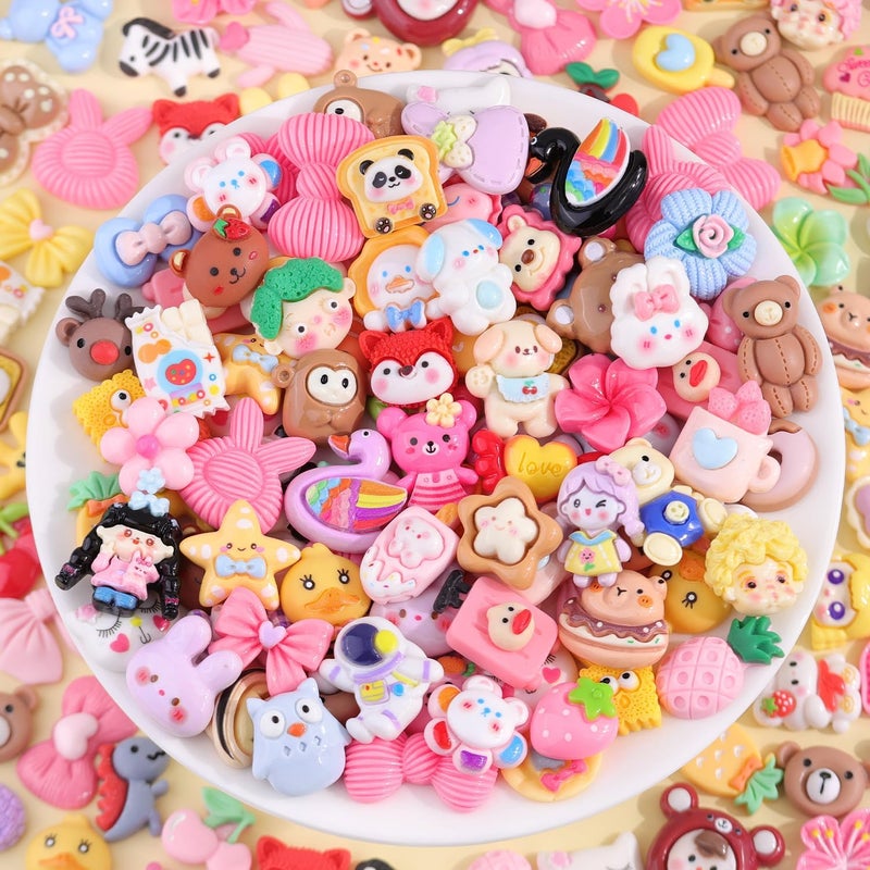 Glitzest 100PCS TINKRSTUFF Slime Charms Cute Flatback Resin Charms For Slime, Random Kawaii Decoden Charm for Embellishments Phone Junk Case Charms Bulk, Hairpins Scrapbooking Crafting & DIY Decor (Multicolor) - Image 4
